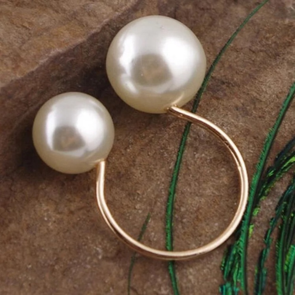 🔴5/$15🔴CLEARANCE Two Pearl Gold Simple Ring NEW - Picture 5 of 15